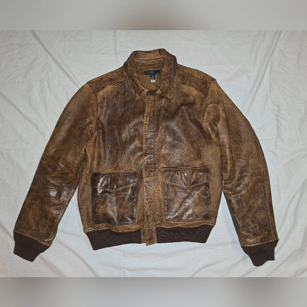 Polo Ralph Lauren Brown Leather Flight Jacket - Picture 2 of 5